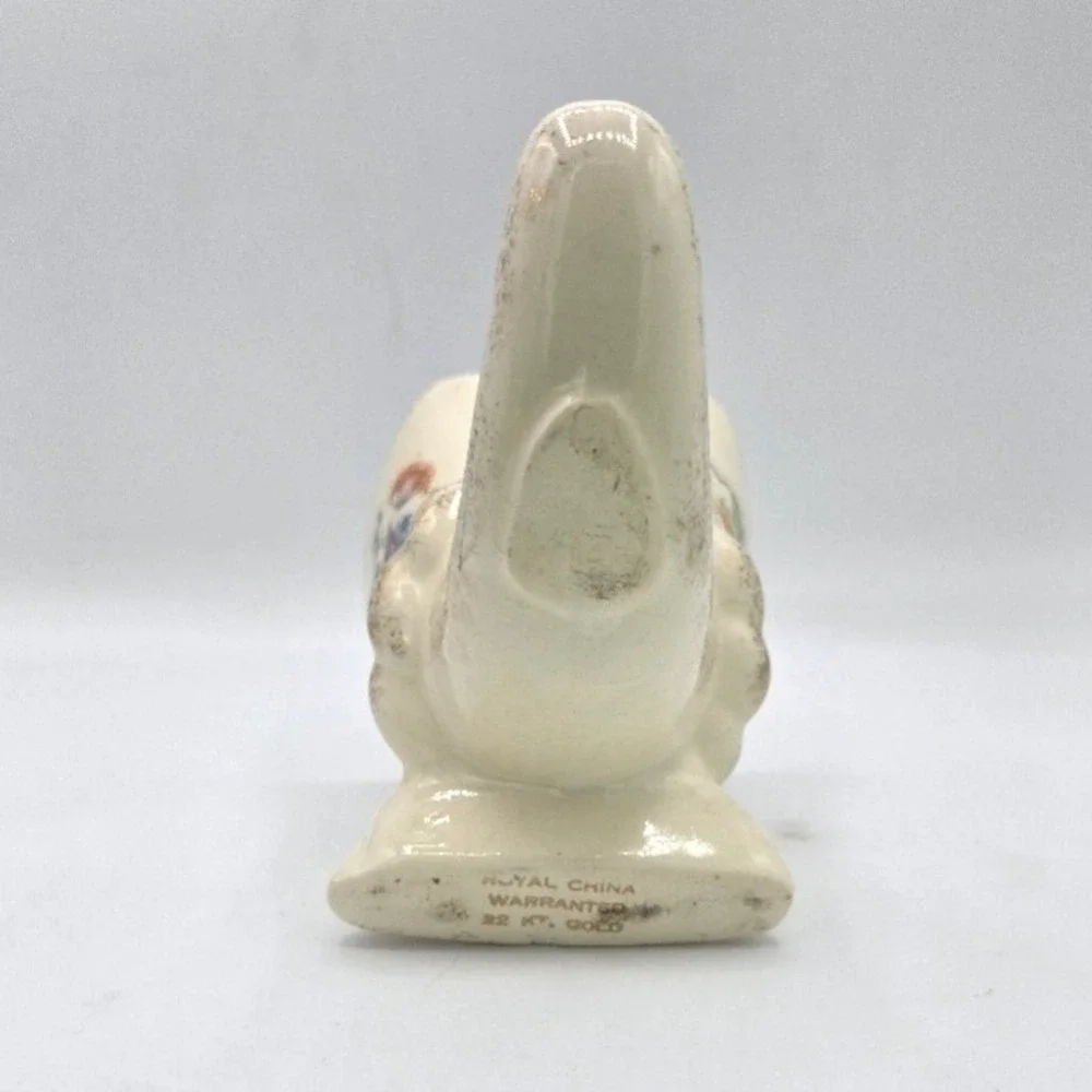 Vintage Royal China 22KT Weeping Gold Floral‎ Porcelain Pixie Shoe Vase